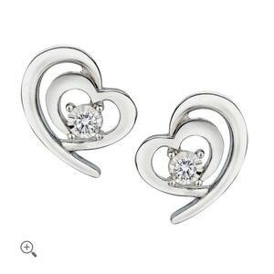 Made For You Lab Grown Diamond Heart Stud Earrings Sterling Silver NEW
